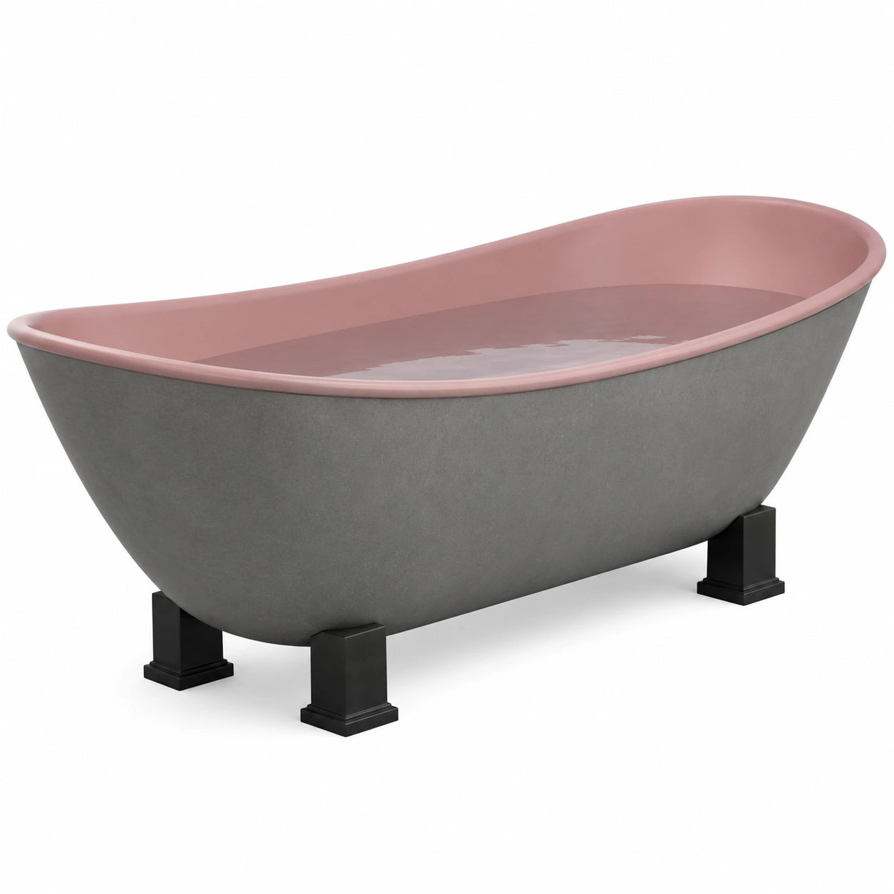 Bañera de Compuesto Acrílico Rosa y Gris 150x70x60 cm