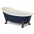 Bañera Clásica Independiente de Acrílico con Patas de Latón Azul/Blanco