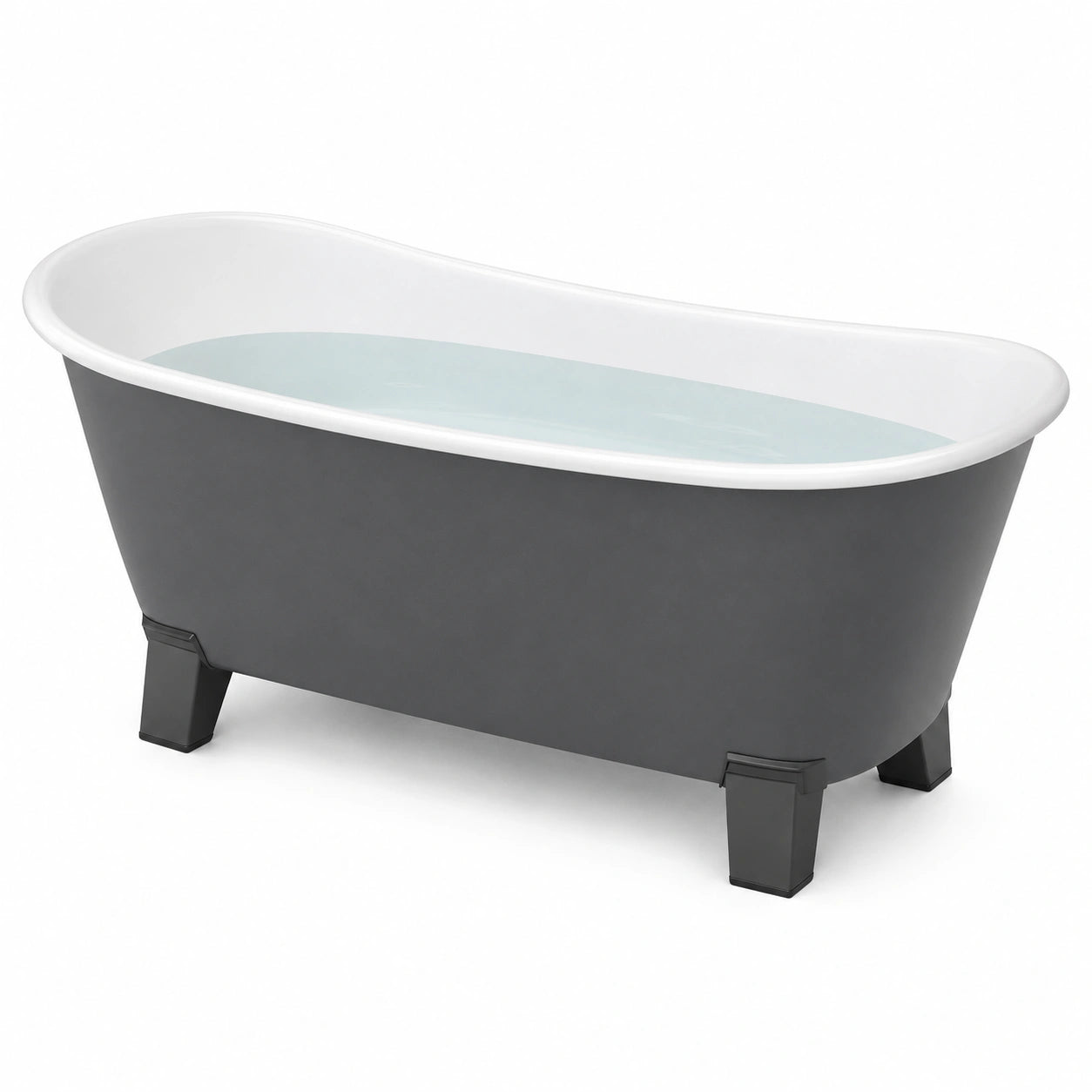 Bañera independiente de fibra de vidrio blanca y gris 170 cm