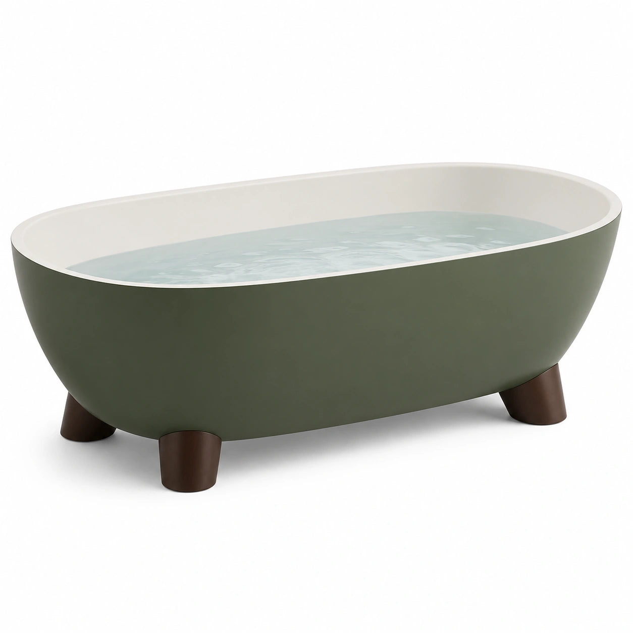 Bañera de Resina Verde Oliva con Interior Acrílico Blanco