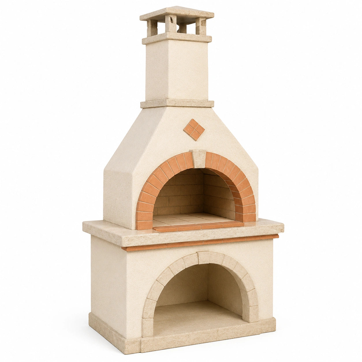 Barbacoa de Ladrillo Refractario y Cemento con Chimenea 210x80x55 cm