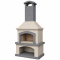 Barbacoa de Exterior de Hormigón Beige y Gris con Chimenea Integrada