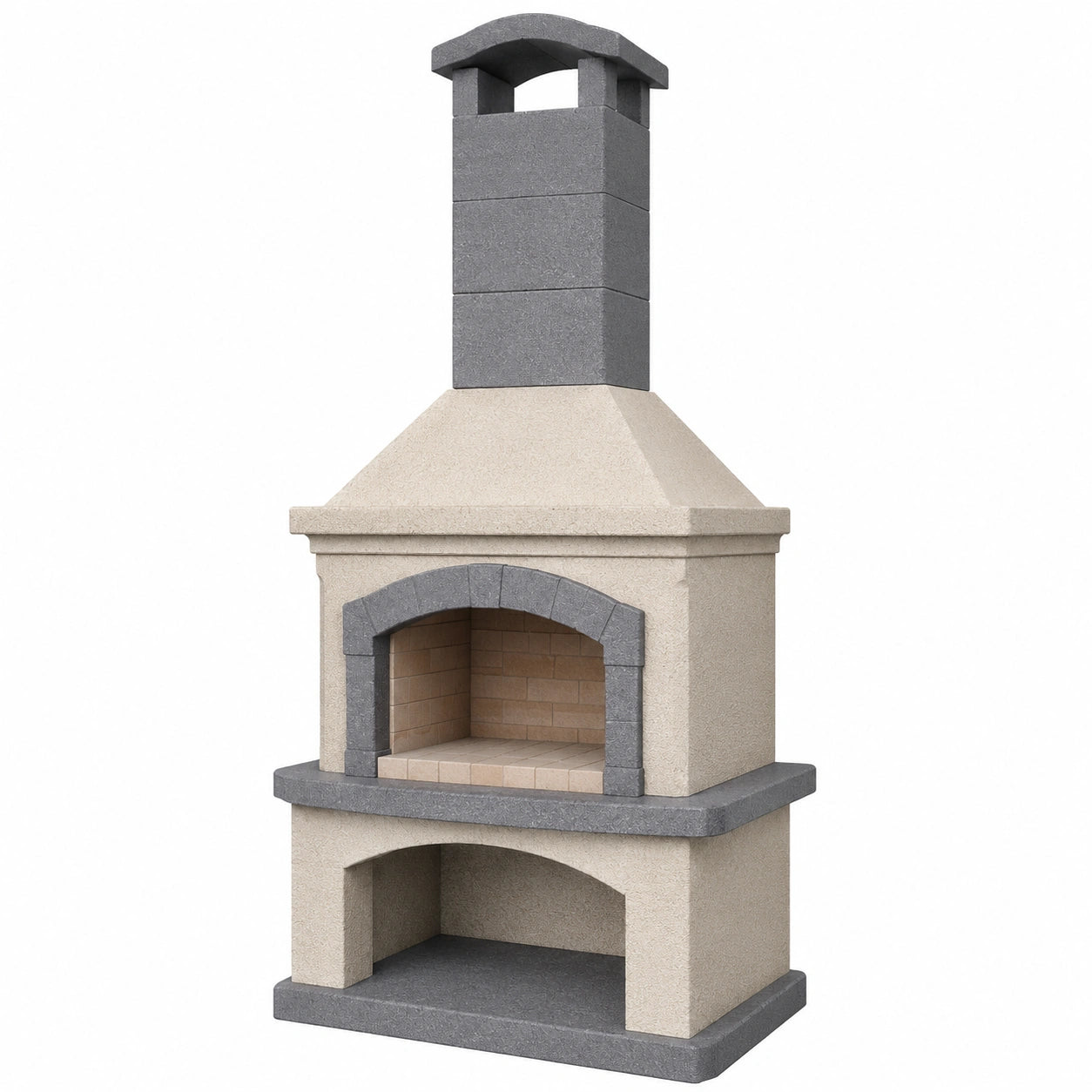 Barbacoa de Exterior de Hormigón Beige y Gris con Chimenea Integrada