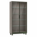 Vitrina Alta de Metal y Vidrio Templado de 200x90x40 cm Gris Oscuro