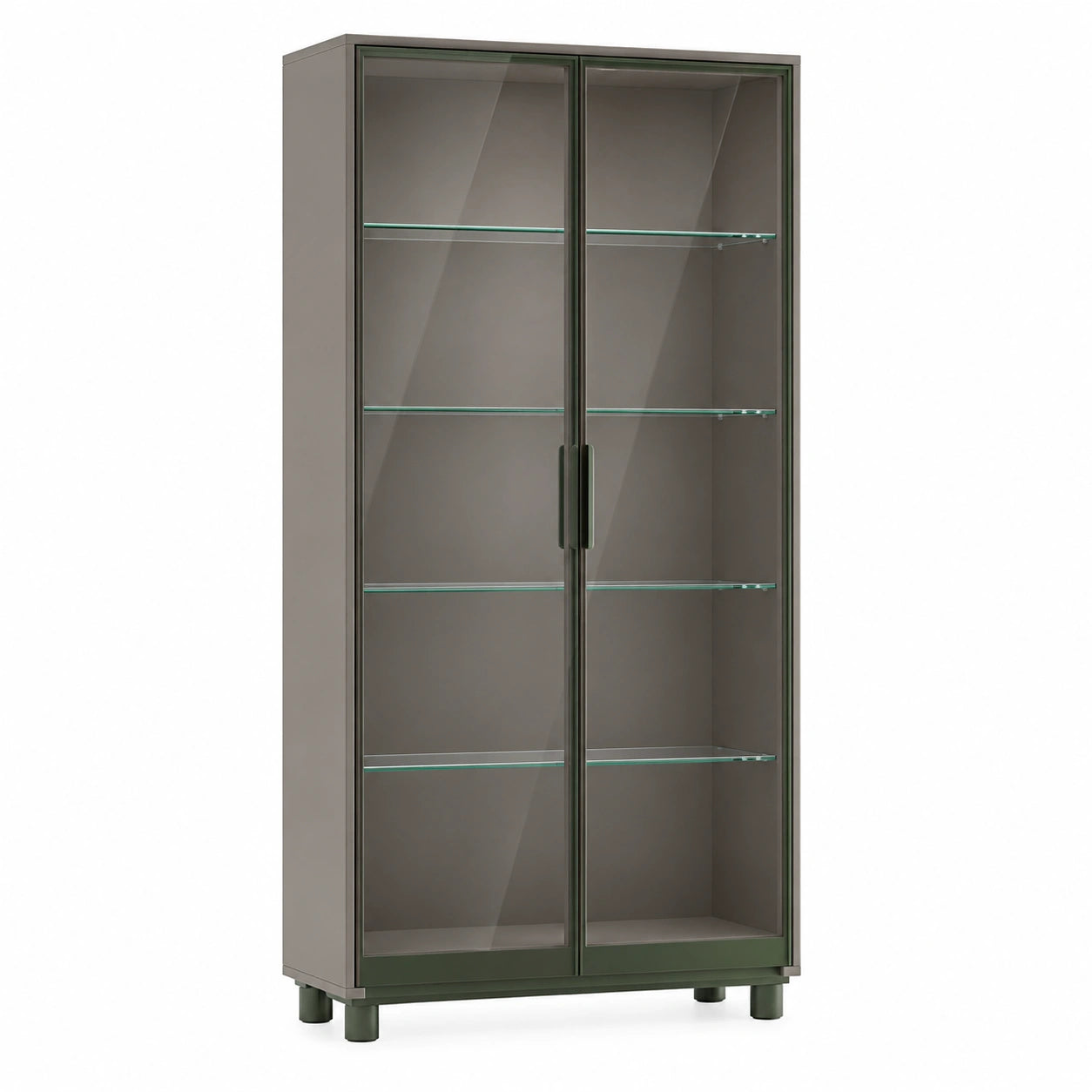 Vitrina Alta de Metal y Vidrio Templado de 200x90x40 cm Gris Oscuro