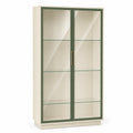 Vitrina de Madera con Vidrio Templado Beige y Verde