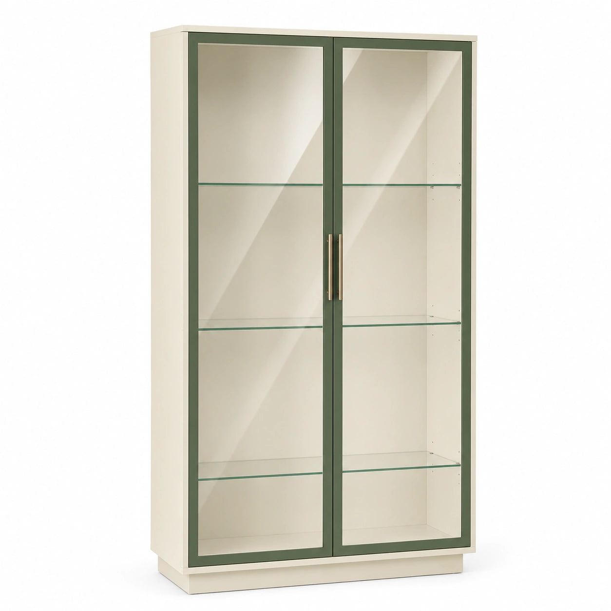 Vitrina de Madera con Vidrio Templado Beige y Verde