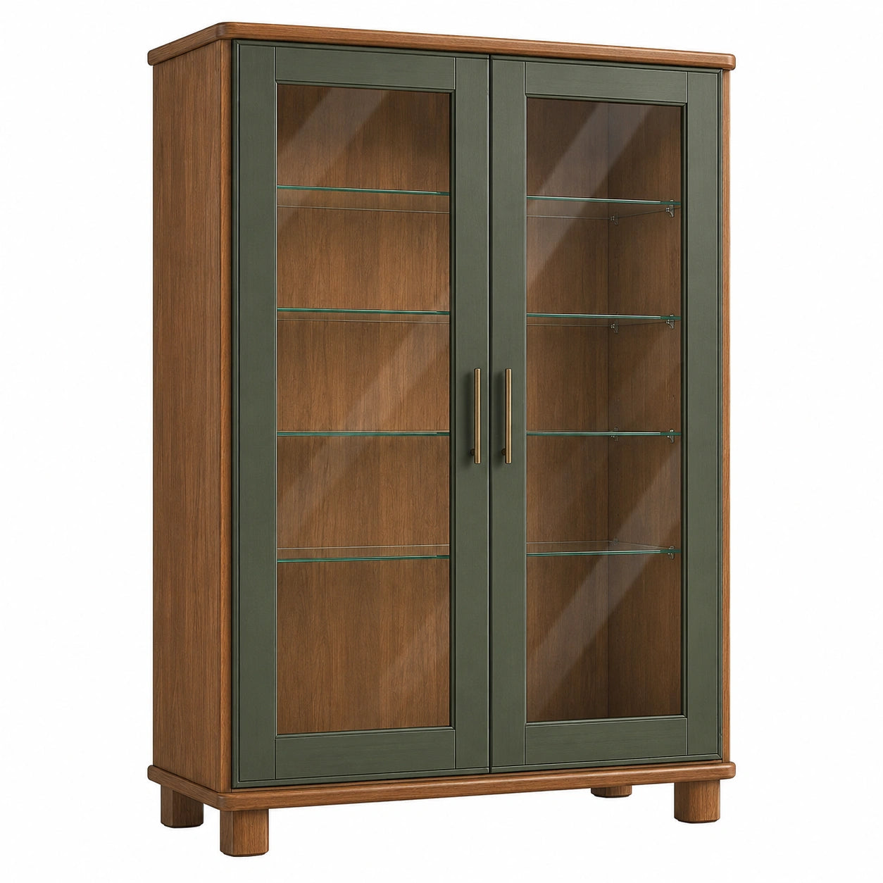 Vitrina de Madera con Puertas de Vidrio Templado