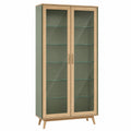 Vitrina de Madera de Roble y Vidrio Templado 180cm x 80cm x 35cm Verde