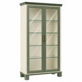 Vitrina de Madera con Vidrio Templado Verde y Marfil