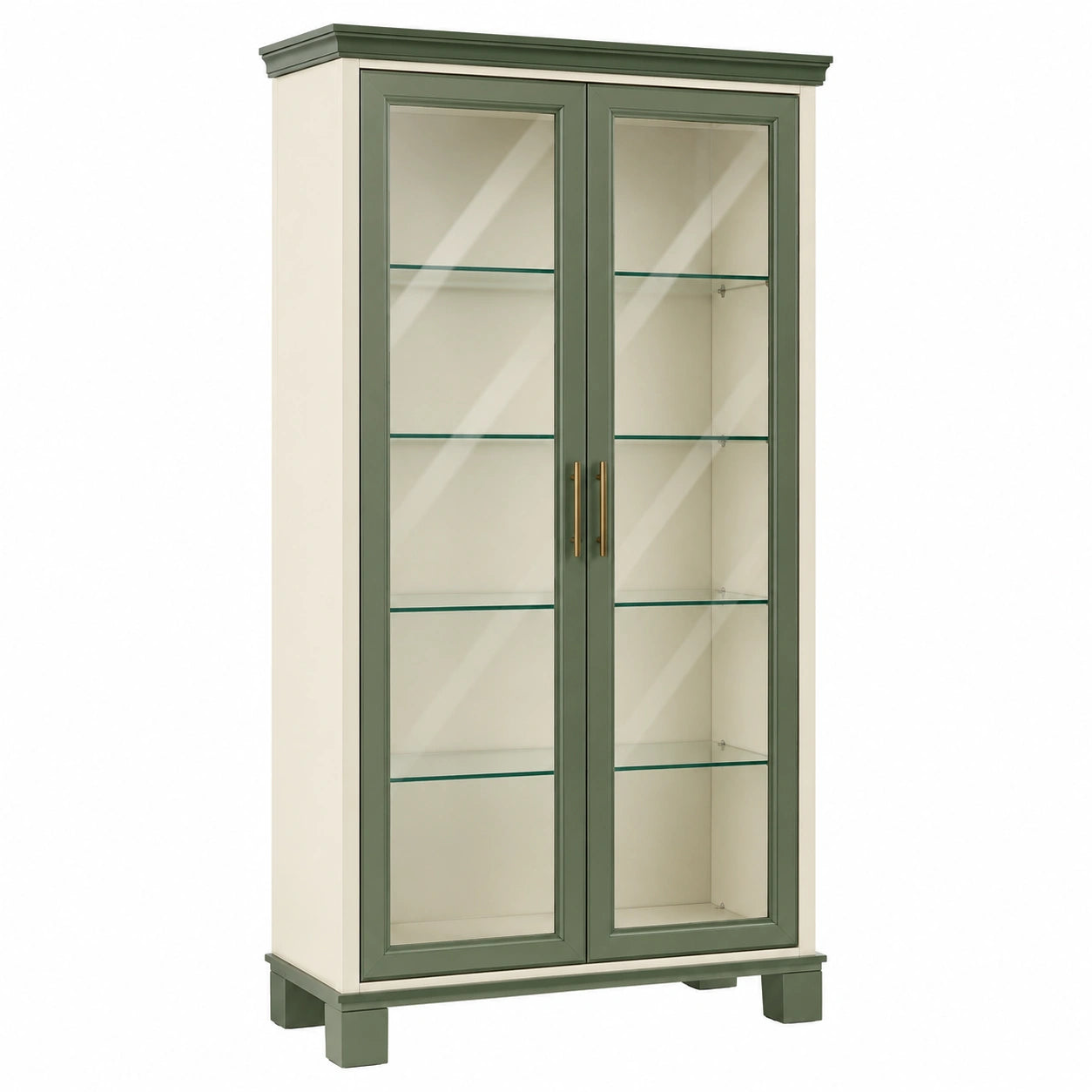 Vitrina de Madera con Vidrio Templado Verde y Marfil