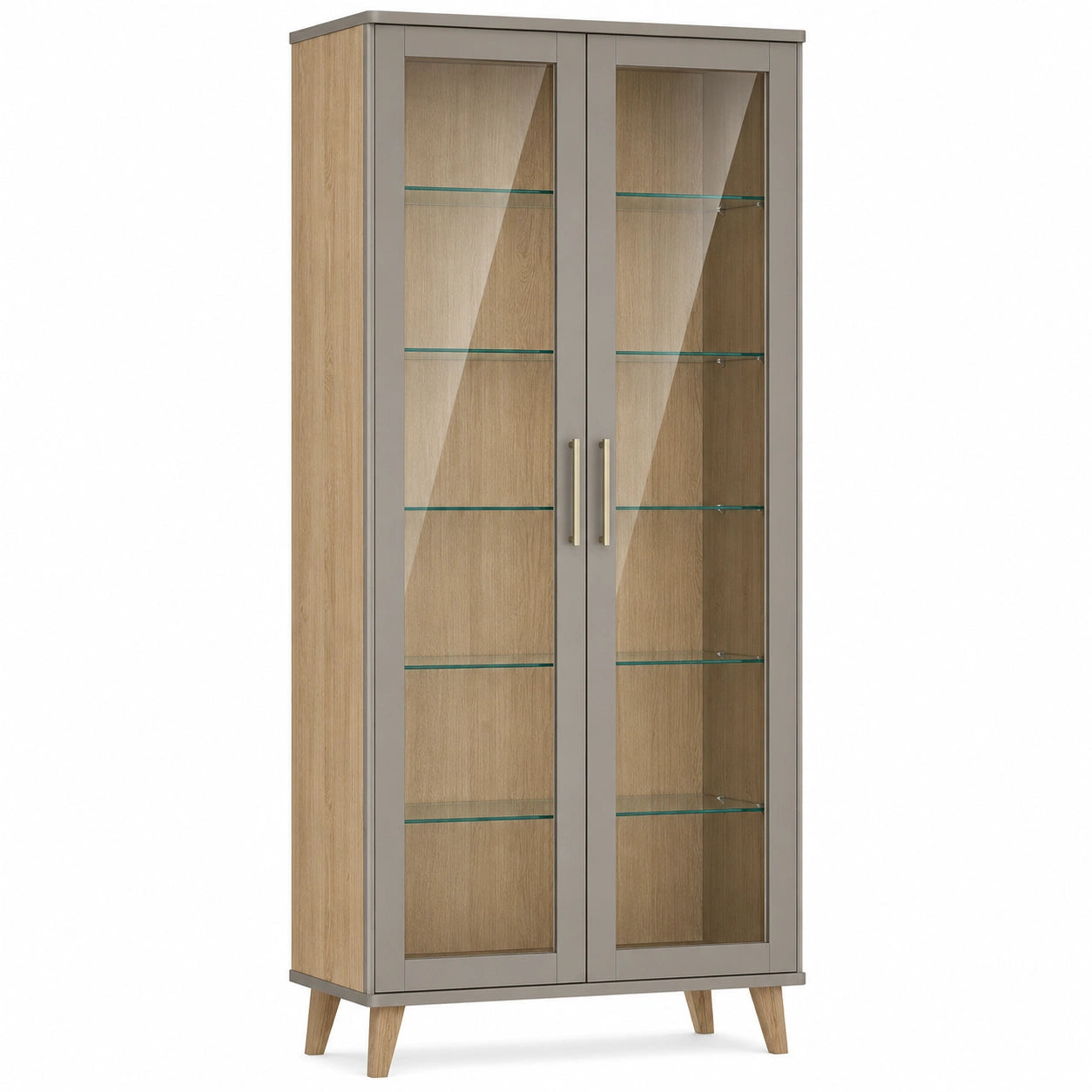 Vitrina de Madera y Vidrio Templado de Roble y Gris