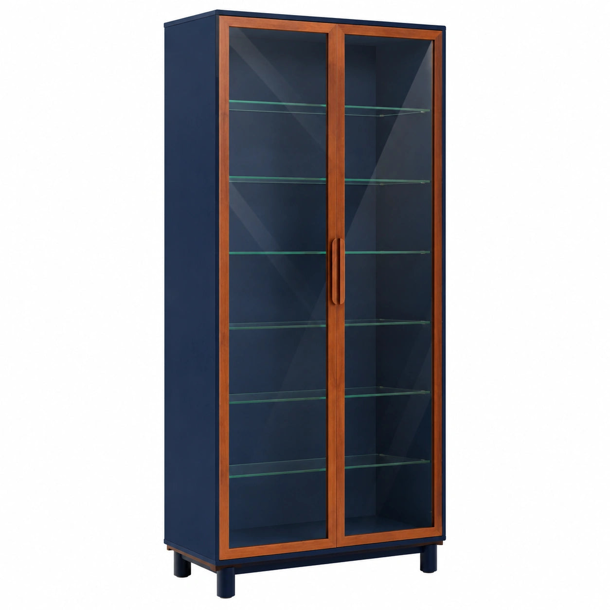 Vitrina de Madera y Vidrio Templado Azul 180x80x40 cm