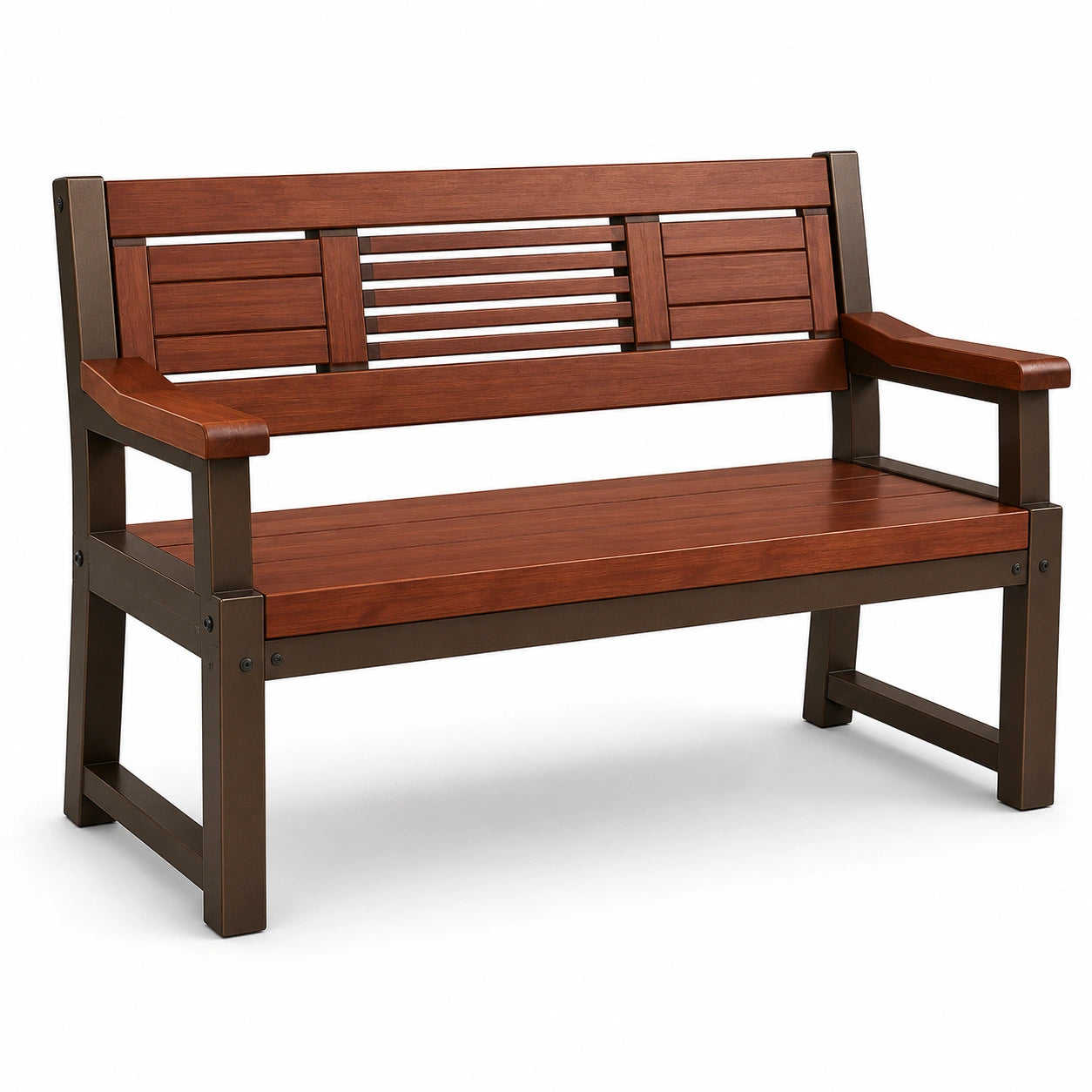 Banco de madera y metal marrón 120x60x85 cm