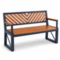 Banco de Jardín de Madera y Metal con Patrón Chevron