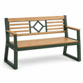 Banco de Madera de Acacia y Acero Verde para Exterior 120x60x80 cm