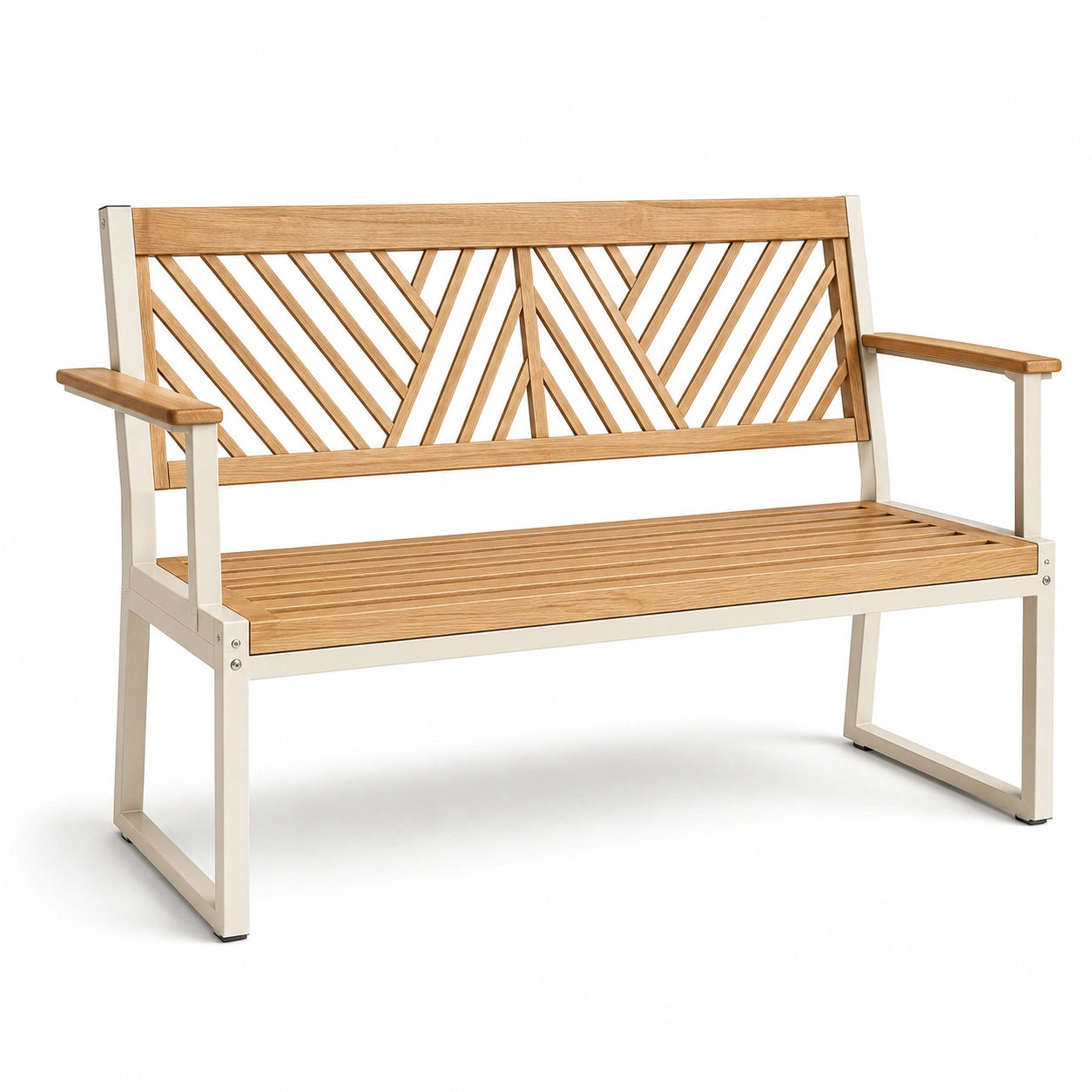 Banco de madera y metal para exteriores 120cm