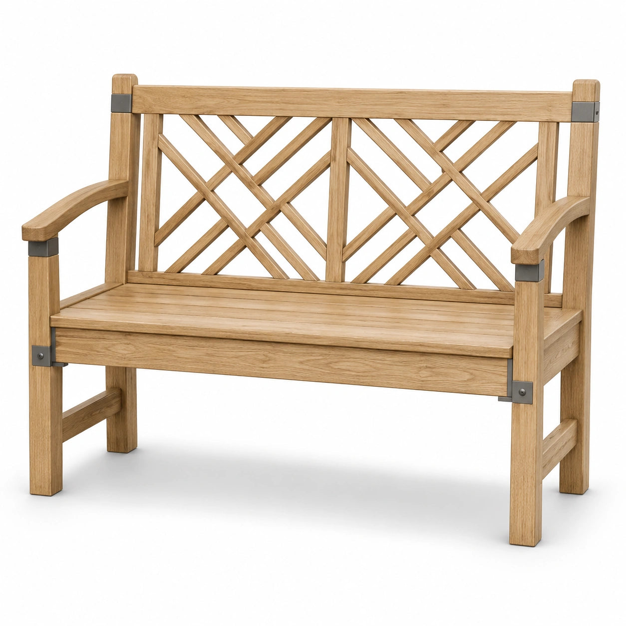 Banco de jardín de madera de acacia y acero 120 cm