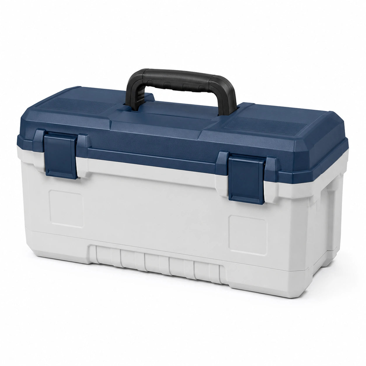 Caja de herramientas de plástico azul y blanco 45x25x22 cm