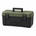 Caja de herramientas de plástico negro/verde con asa 45x25x20 cm