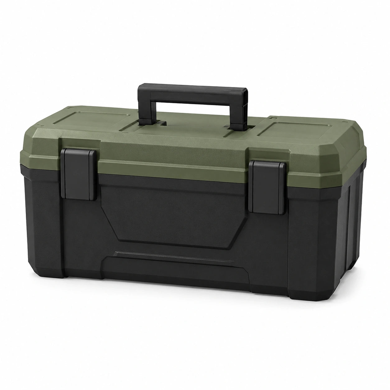 Caja de herramientas de plástico negro/verde con asa 45x25x20 cm