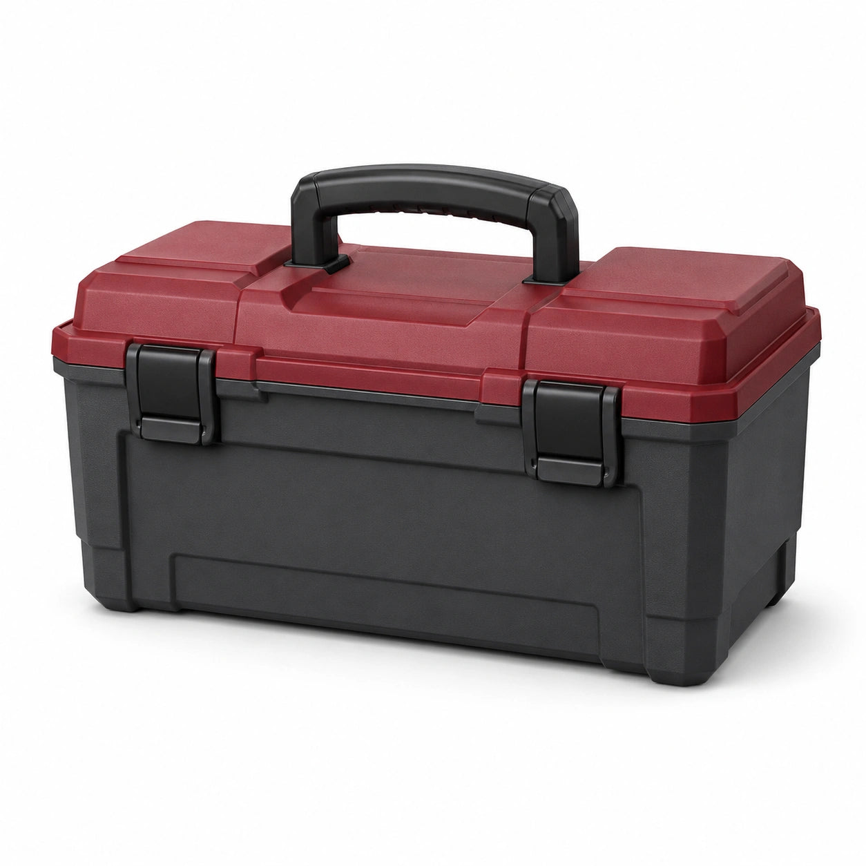Caja de herramientas plástica con cierres de metal Negro/Rojo