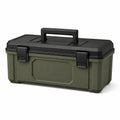 Caja de herramientas de plástico verde y negro