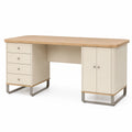 Escritorio de madera y metal con almacenamiento, Beige, 150x60x75 cm