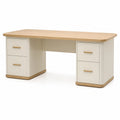 Escritorio de Madera y MDF con Cajones Blanco y Madera