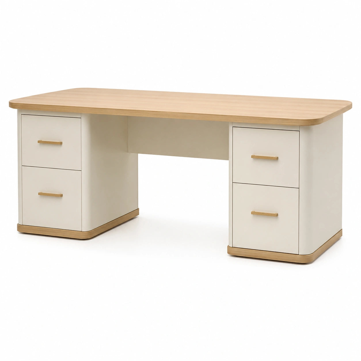 Escritorio de Madera y MDF con Cajones Blanco y Madera