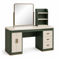 Tocador de madera con espejo y almacenamiento Verde/Beige