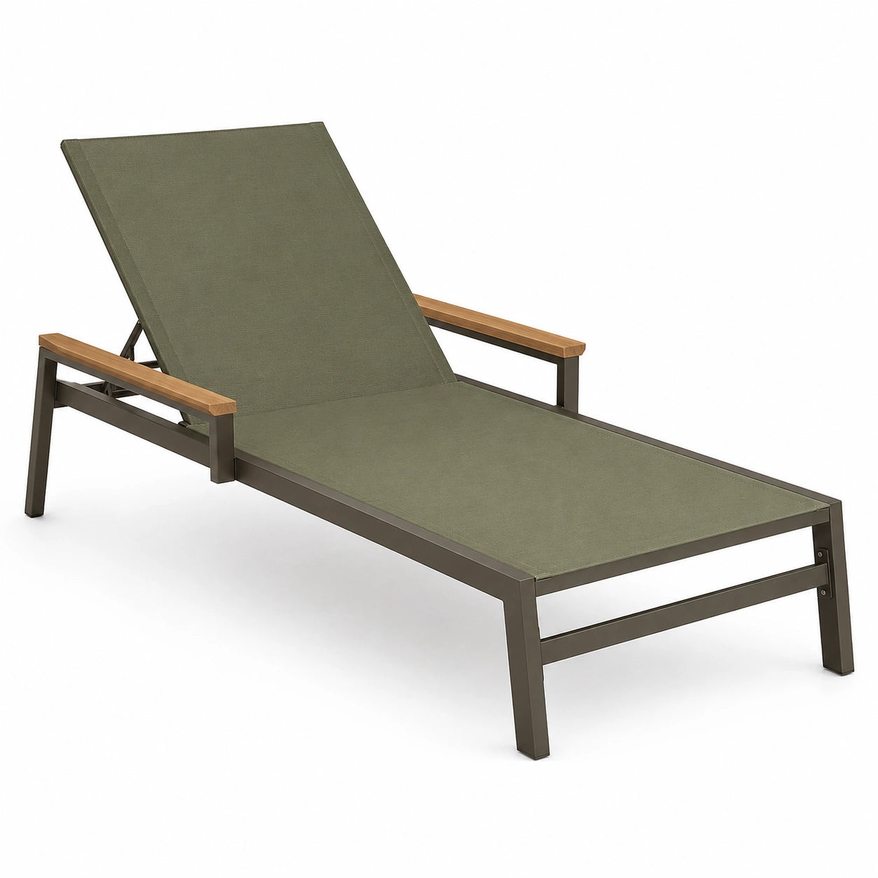Tumbona de aluminio con textilene verde y madera 200cm