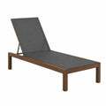 Tumbona con estructura de madera y textilene gris