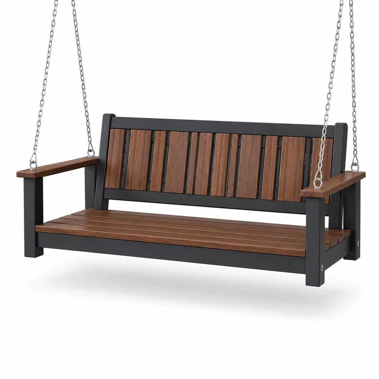 Columpio de Jardín de Madera y Metal Marrón/Negro 150 cm
