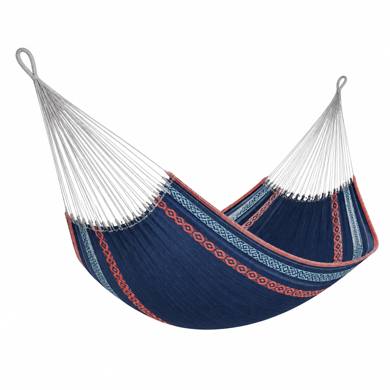 Hamaca de Algodón Azul con Motivos Decorativos