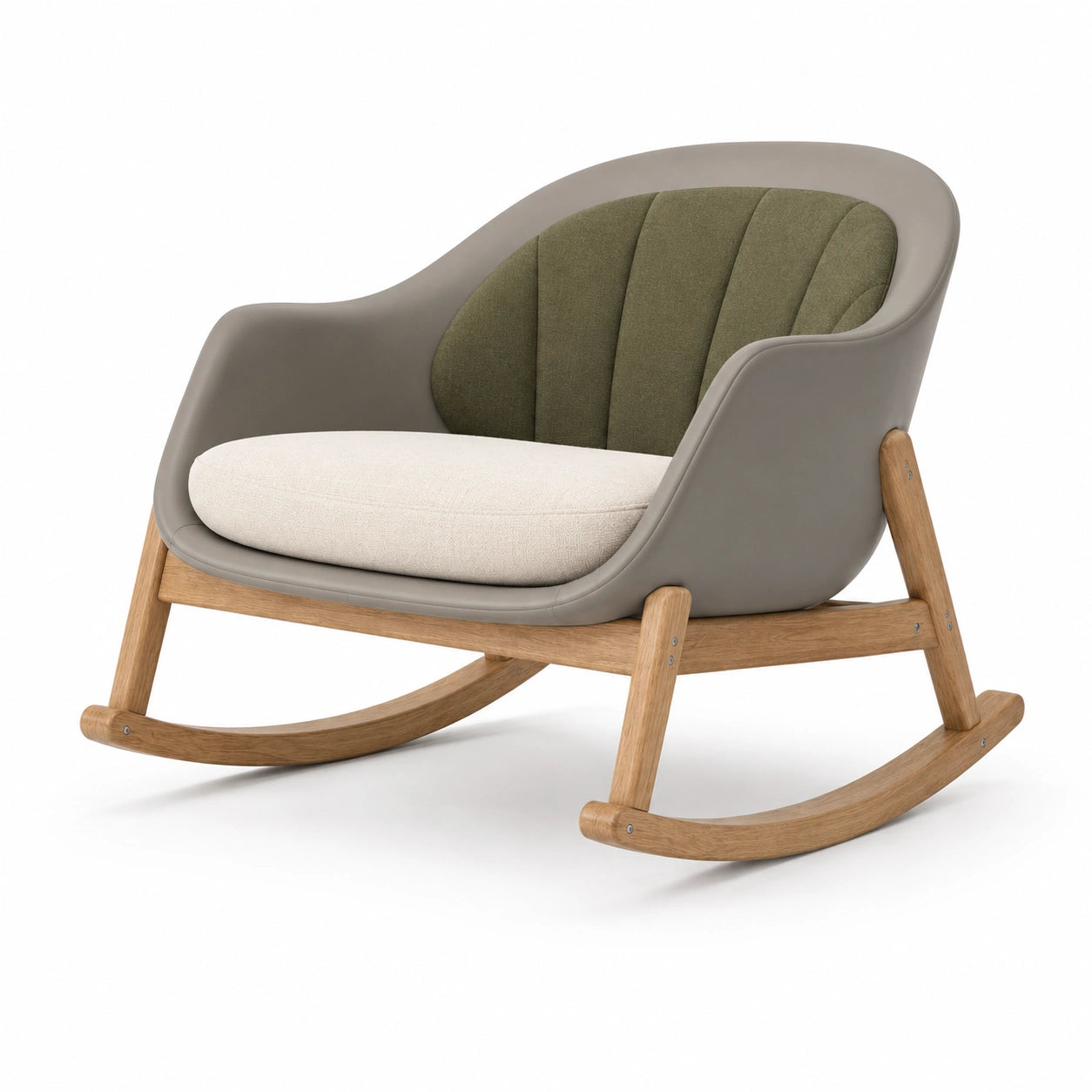 Sillón mecedora de polipropileno Gris con base de roble