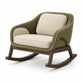 Sillón Mecedora de Tela con Estructura de Nogal