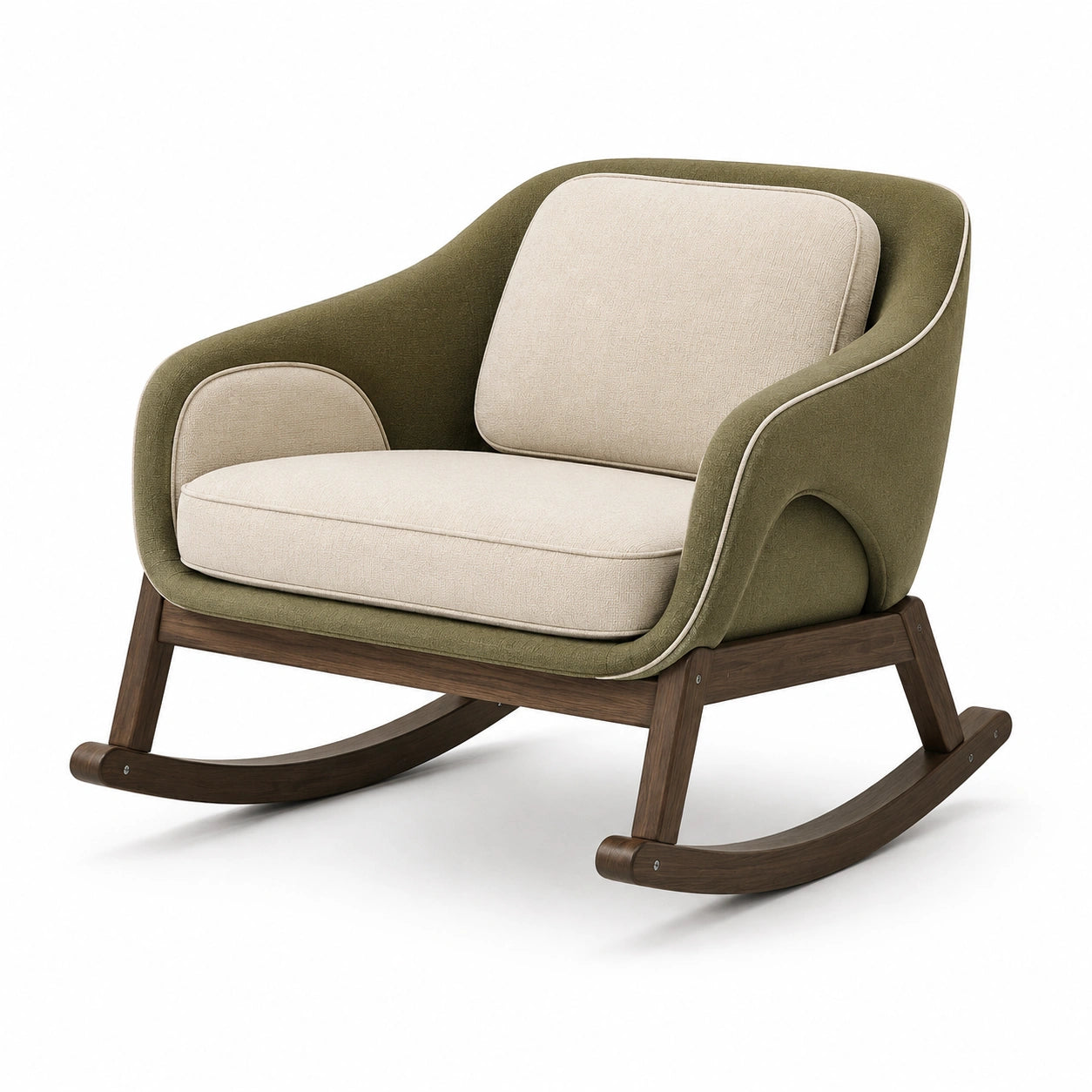 Sillón Mecedora de Tela con Estructura de Nogal