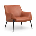 Sillón de Cuero Sintético Marrón con Patas de Metal Negro
