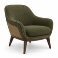 Sillón de Tela Verde y Ocre con Patas de Madera