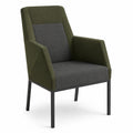 Sillón de tela poliéster verde/gris con estructura de metal 85cm x 60cm x 70cm