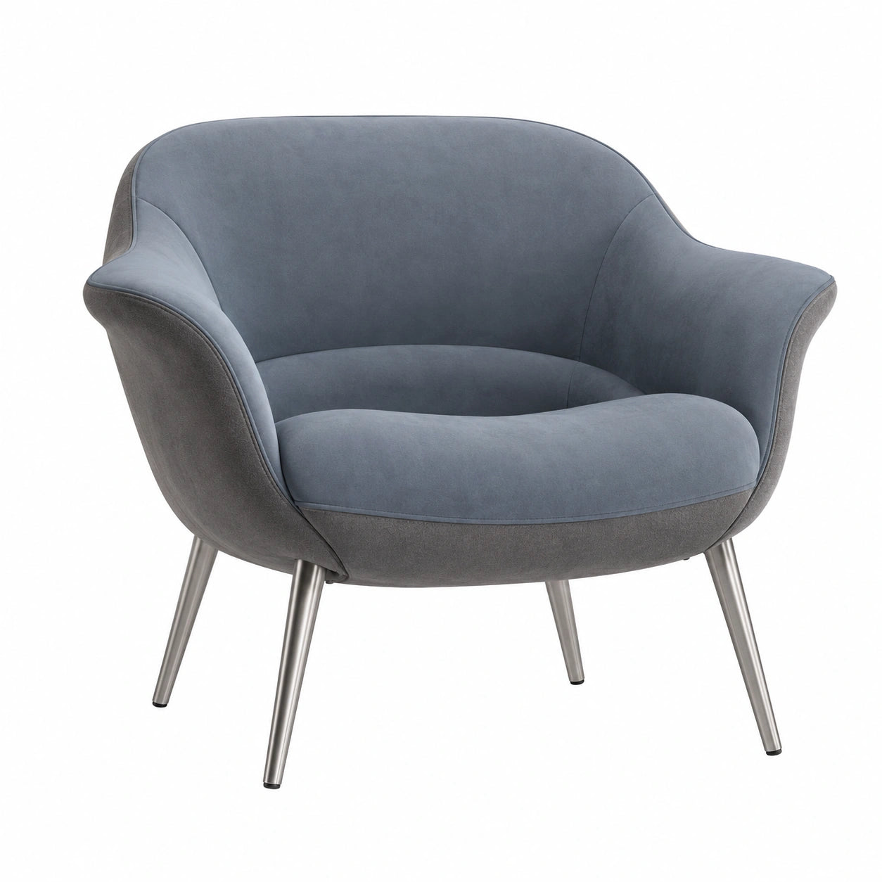 Sillón de Tela Azul con Patas de Metal