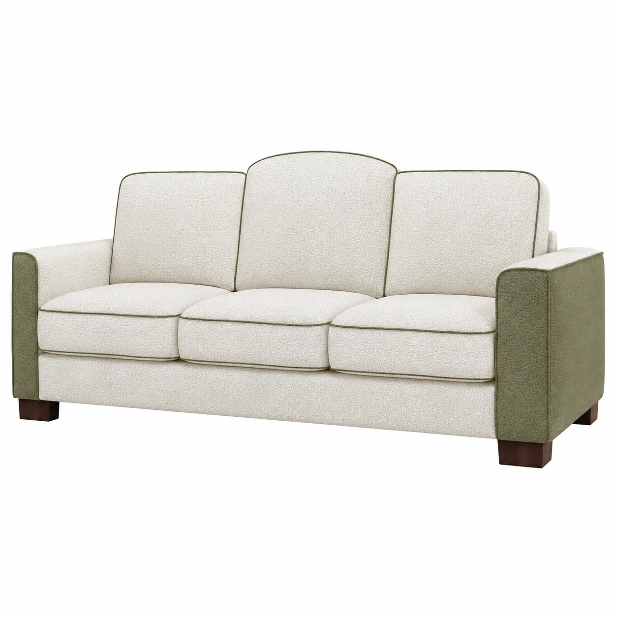 Sofá de Tela Poliéster Beige y Verde Oliva 210 cm