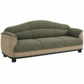 Sofá de Tela Poliéster Verde y Beige
