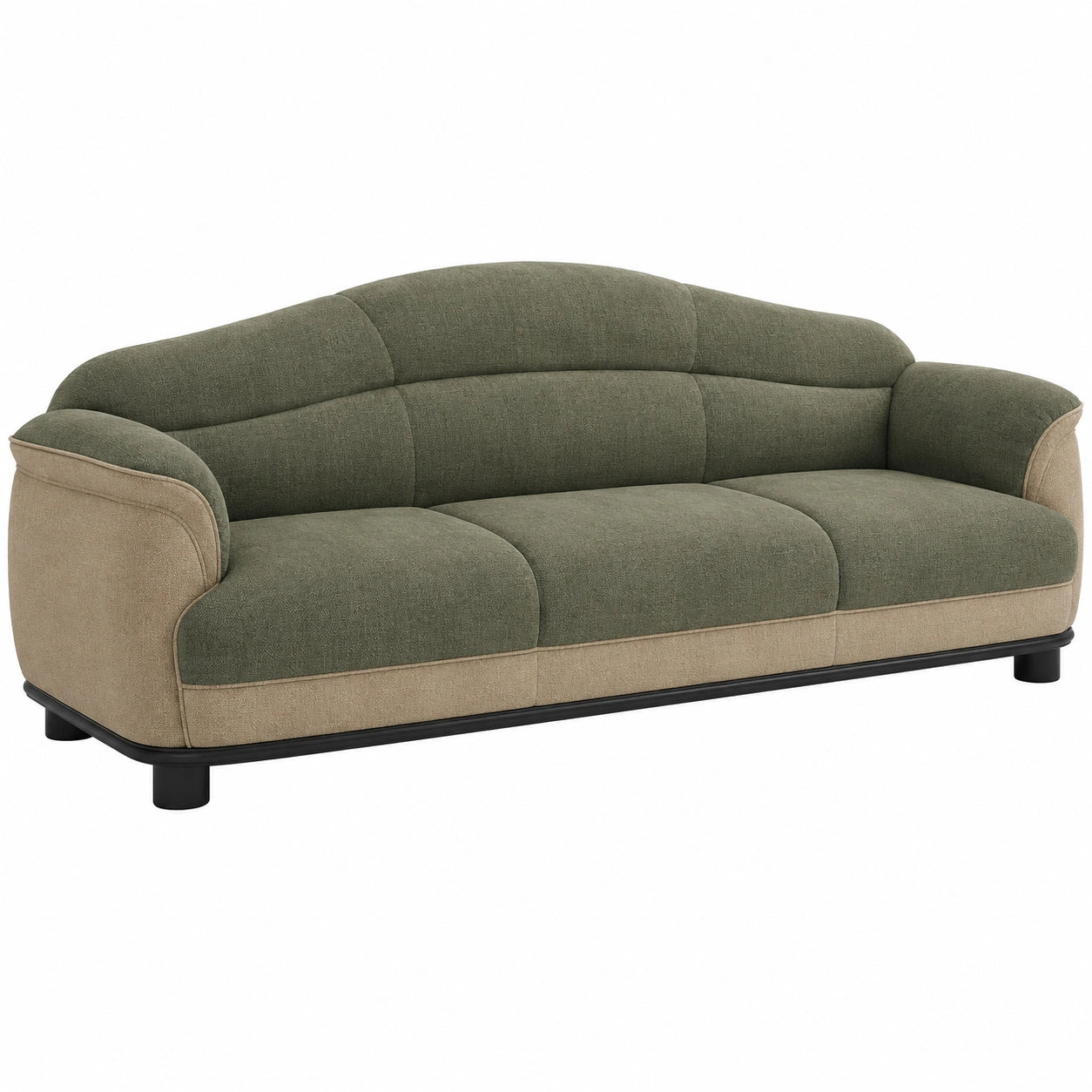 Sofá de Tela Poliéster Verde y Beige